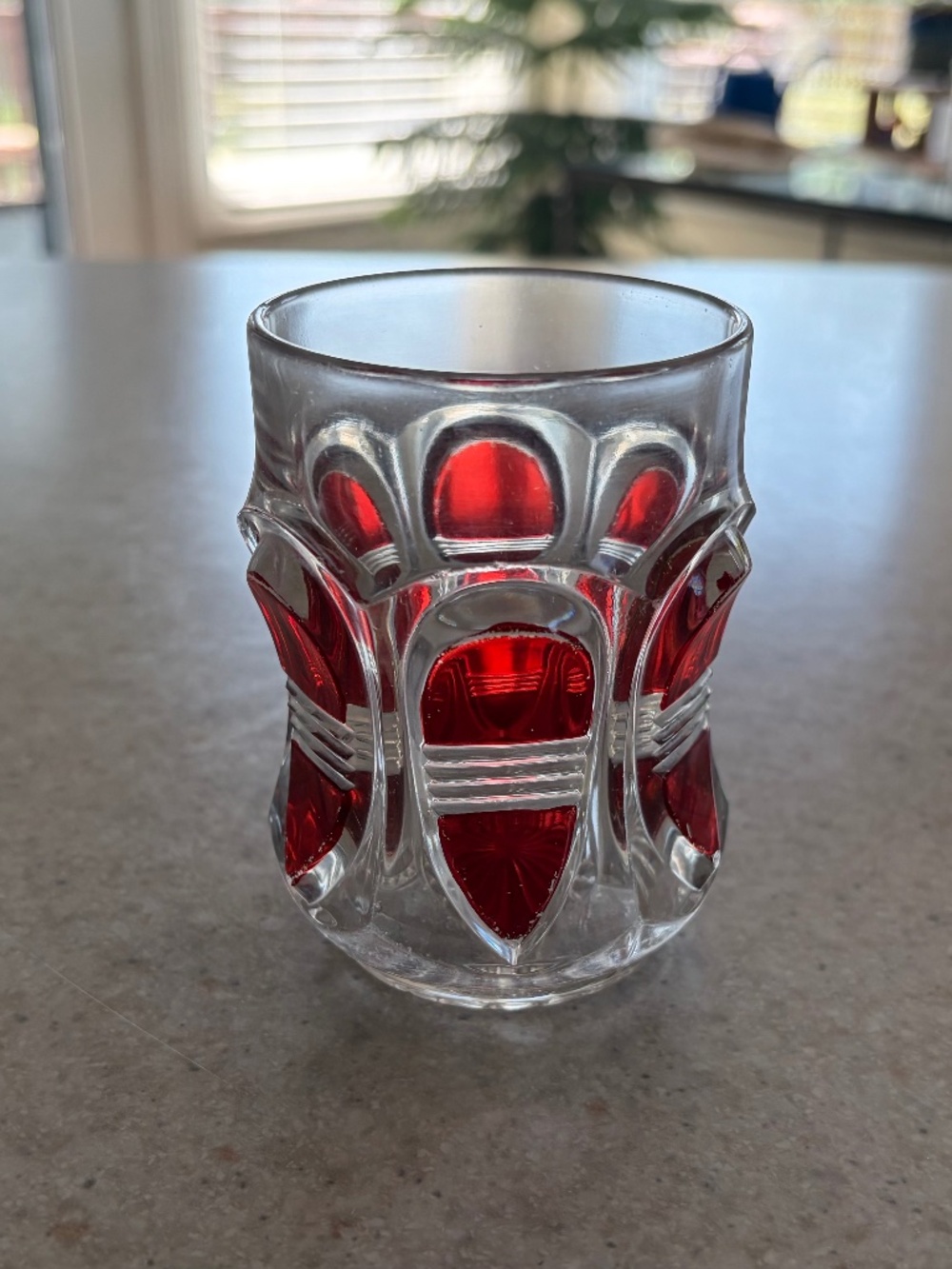 Ruby Stained Barred Oval EAPG Tumbler